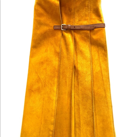 Prada Mustard Yellow Suede Mid Length Wrap Skirt - Picture 14 of 15